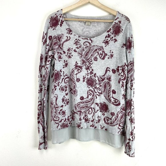 Lucky Brand Sweaters - Lucky Brand Gray Paisley Print Lightweight sweater